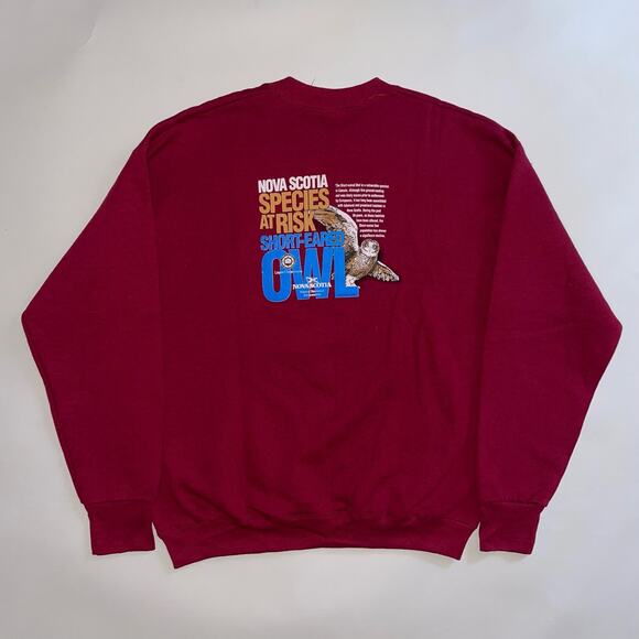 Vintage 90s Nova Scotia Canada Short Eared Owl Nature Crewneck Sweatshirt - Picture 5 of 8